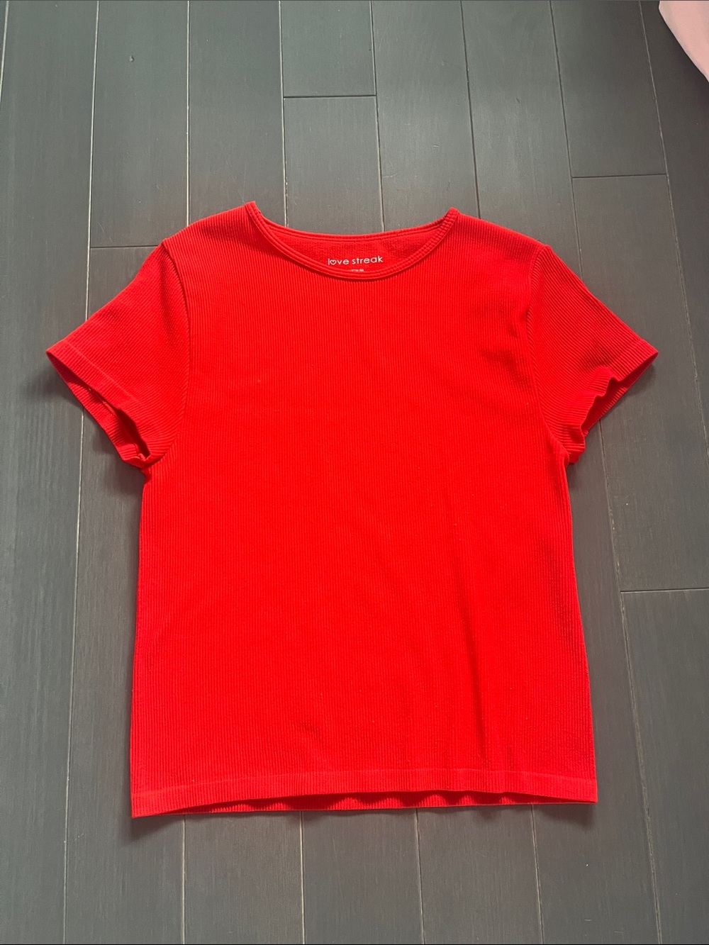 Bright red ribbed top